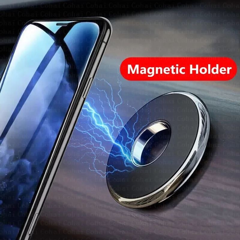 Phone Accessories Useful - 磁石式の車載スマホホルダー。ダッシュボードに取り付け可能なミニサイズの丸型スタンド。iPhone、Samsung、Xiaomiに対応。金属製の磁石を使用し、GPSや壁に取り付け可能。