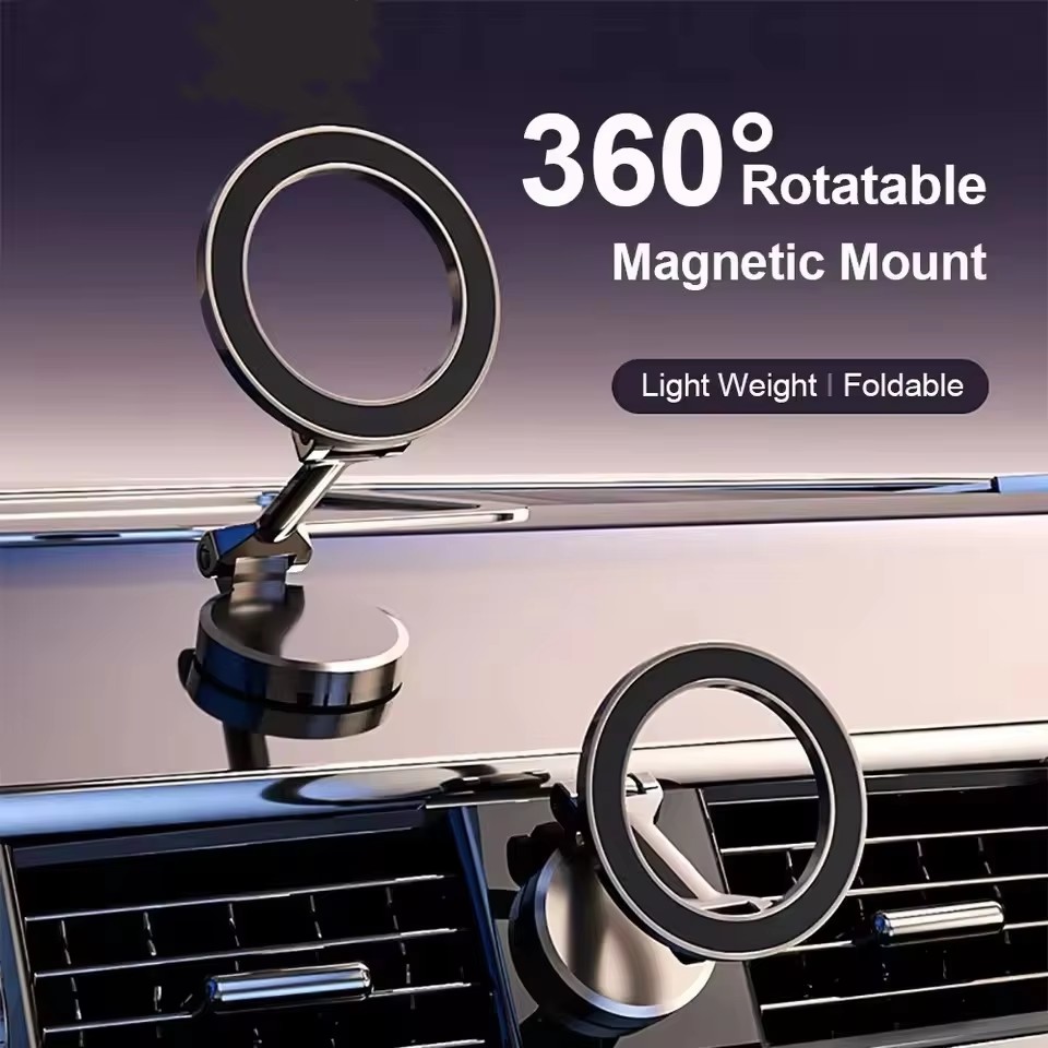 Phone Accessories Useful - マグセーフ360対応折りたたみ式マグネット式車載携帯電話ホルダー ° iPhone 17、Huawei、Xiaomi対応 車載用調整可能マグネット式マウントスタンド