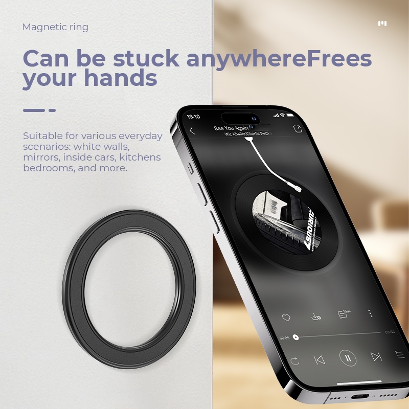 Phone Accessories Useful - MagSafe対応 強力マグネットリング式スマホホルダー 粘着マグネット壁掛け携帯電話マウント 車載ダッシュボードマウント iPhone 15用