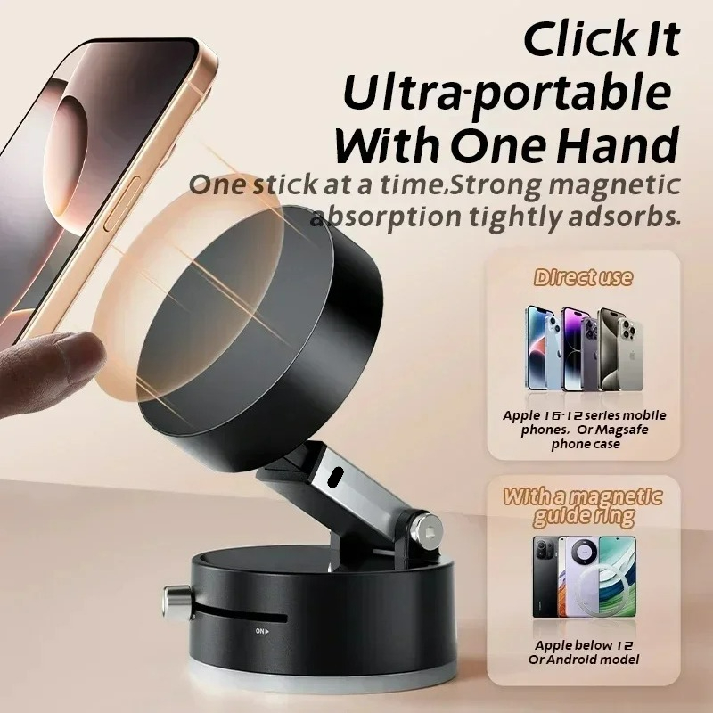 高性能磁気真空ホルダー折りたたみ式ユニバーサル電話スタンド車 - Phone Accessories Useful のレビューと価格